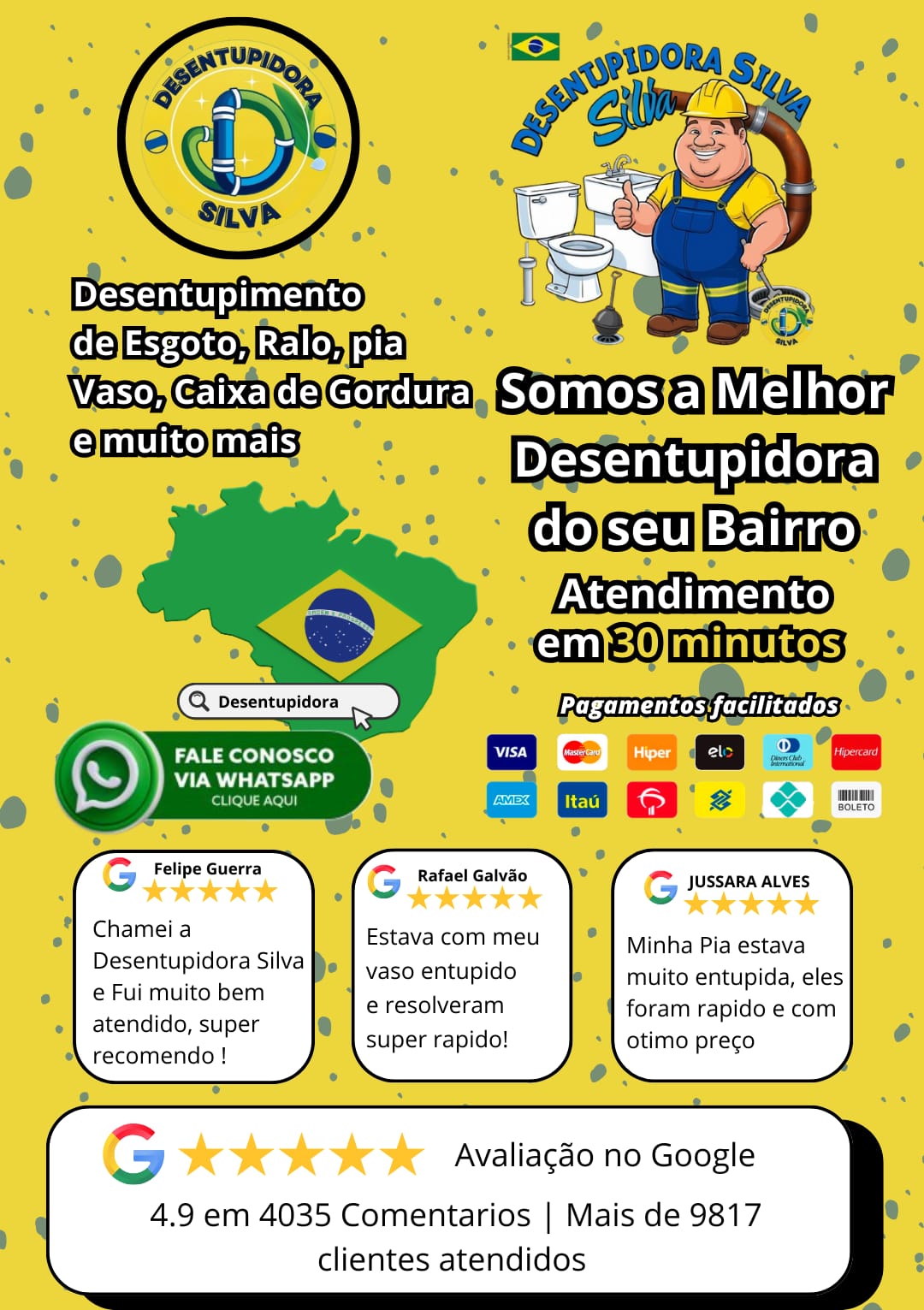Imagem de banner para celular da Desentupidora Silva